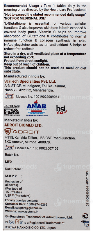Glutone 1000 Effervescent Tablet 15